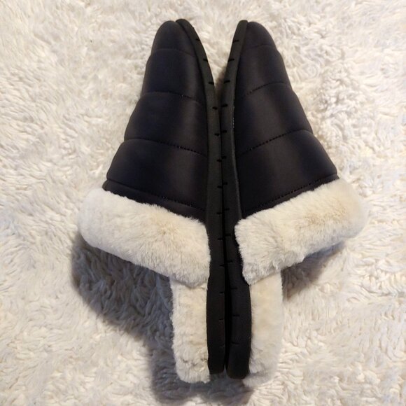 Vionic Josephine Black Orthopedic Arch Support Fur Indoor/Outdoor Slipper 9 - Picture 1 of 9
